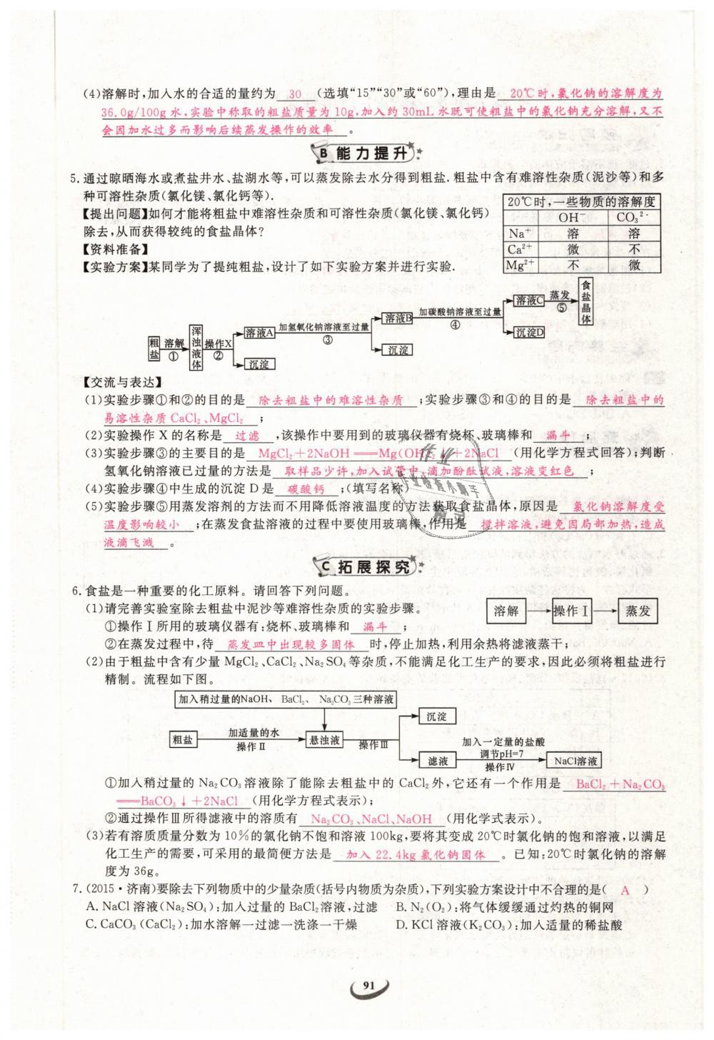 2019年思維新觀察九年級(jí)化學(xué)下冊(cè)人教版 第91頁(yè)