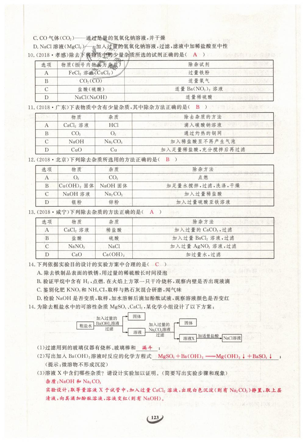 2019年思維新觀察九年級(jí)化學(xué)下冊(cè)人教版 第123頁(yè)