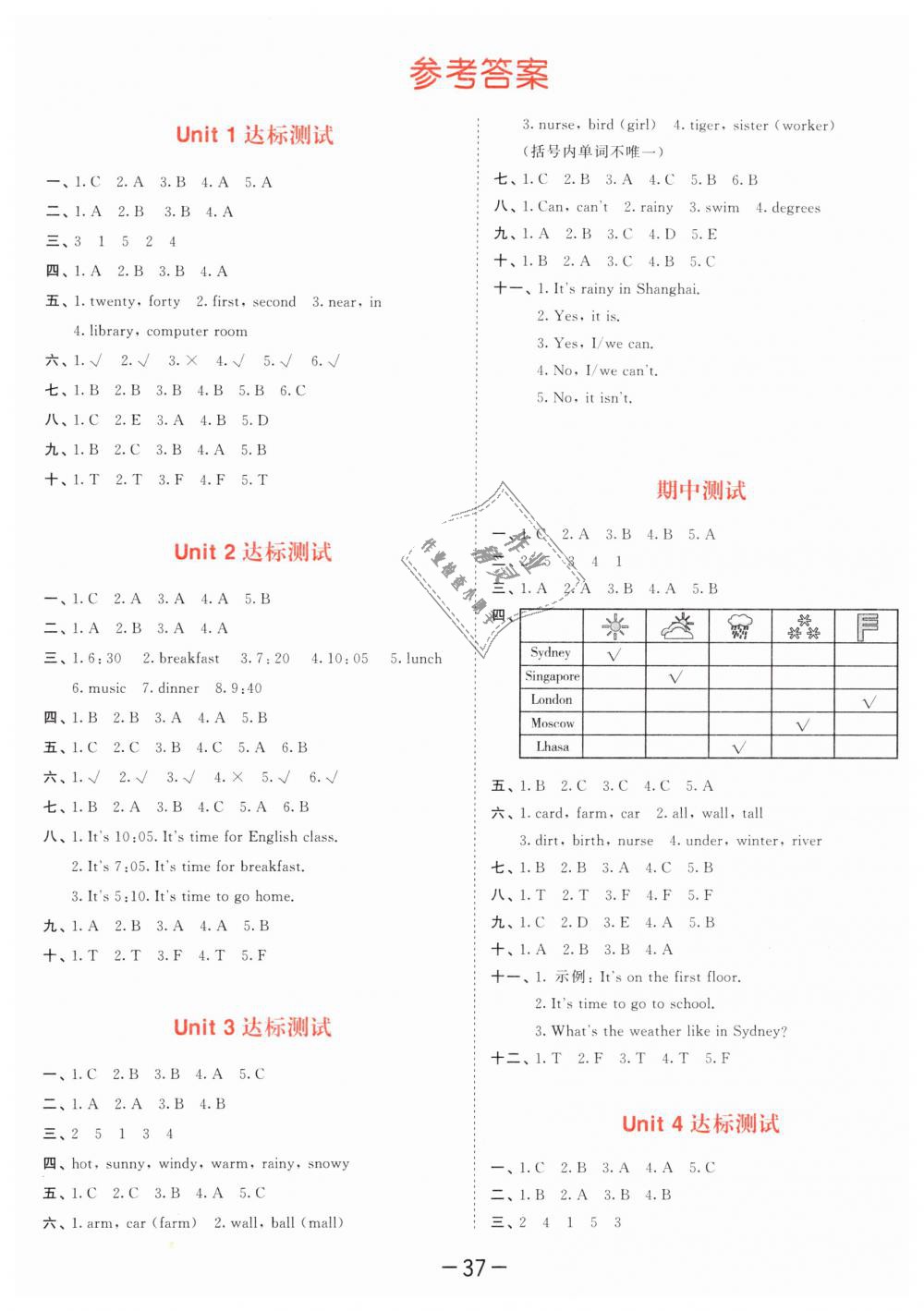 2019年53天天练小学英语四年级下册人教PEP版 第49页