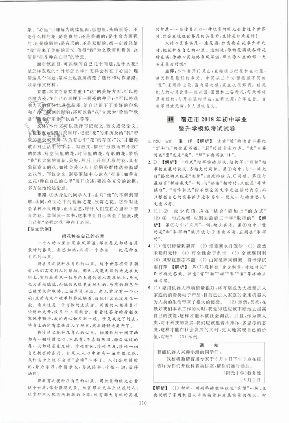 2019年亮點(diǎn)給力大試卷九年級(jí)語文下冊(cè)江蘇版 第110頁