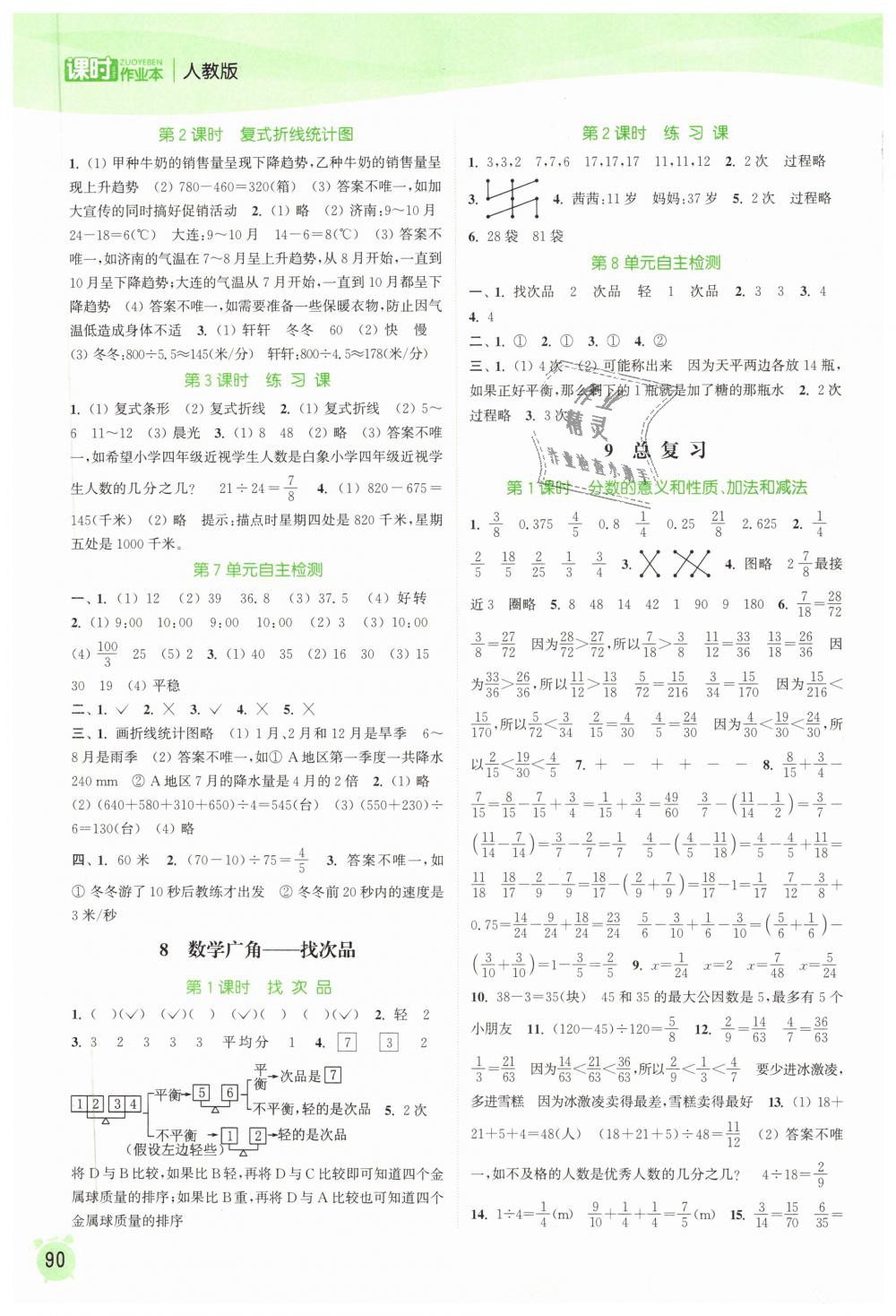 2019年通城学典课时作业本五年级数学下册人教版 第8页