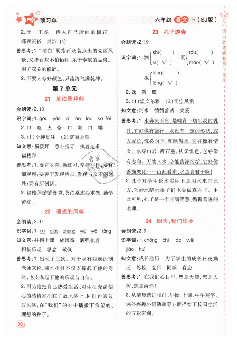 2019年綜合應(yīng)用創(chuàng)新題典中點六年級語文下冊蘇教版 第30頁