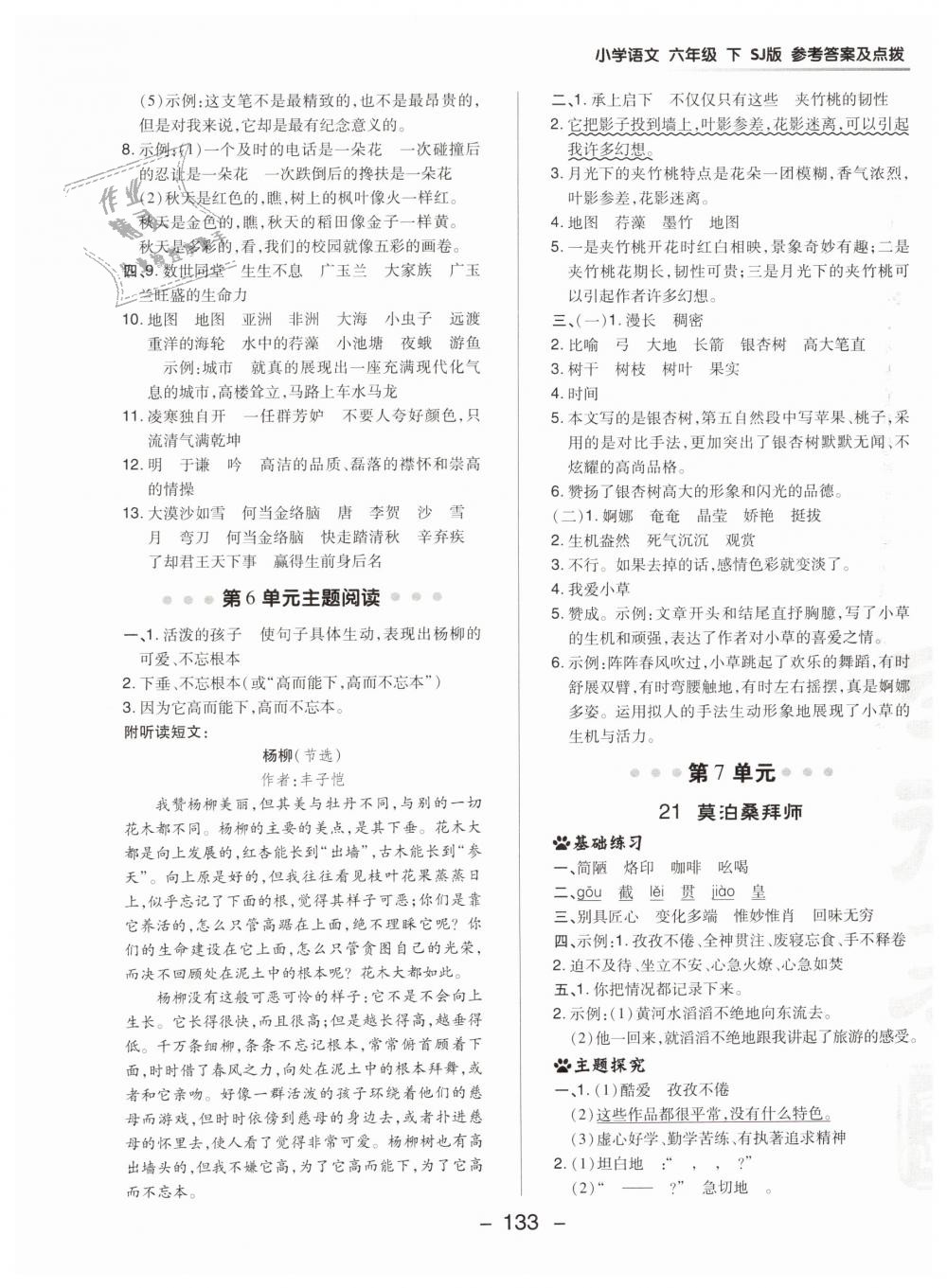 2019年綜合應(yīng)用創(chuàng)新題典中點(diǎn)六年級語文下冊蘇教版 第21頁