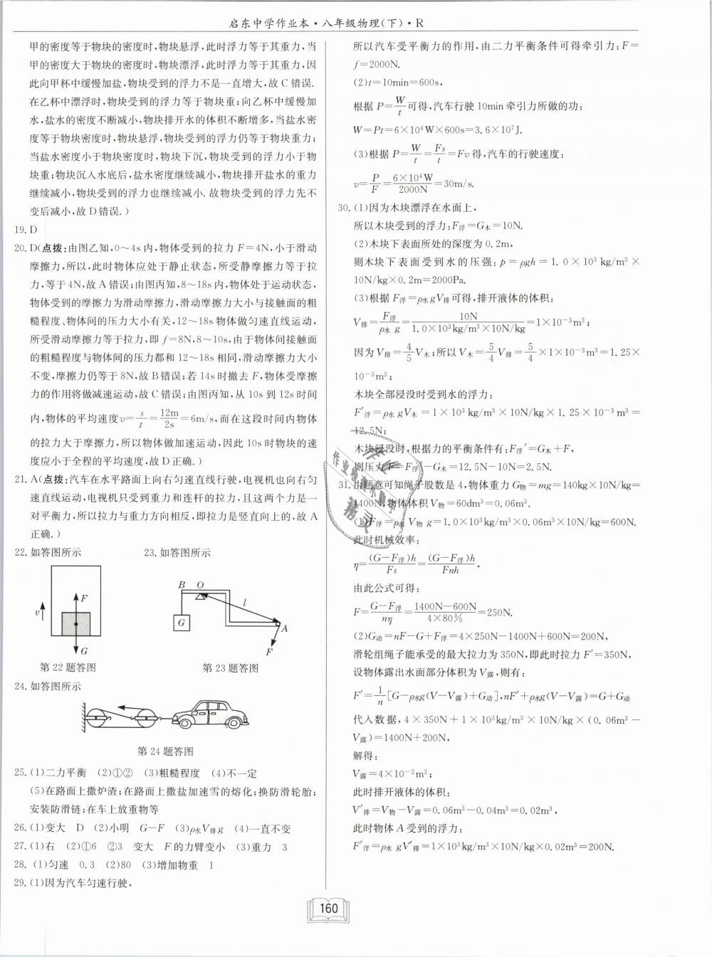 2019年啟東中學(xué)作業(yè)本八年級(jí)物理下冊(cè)人教版 第24頁(yè)