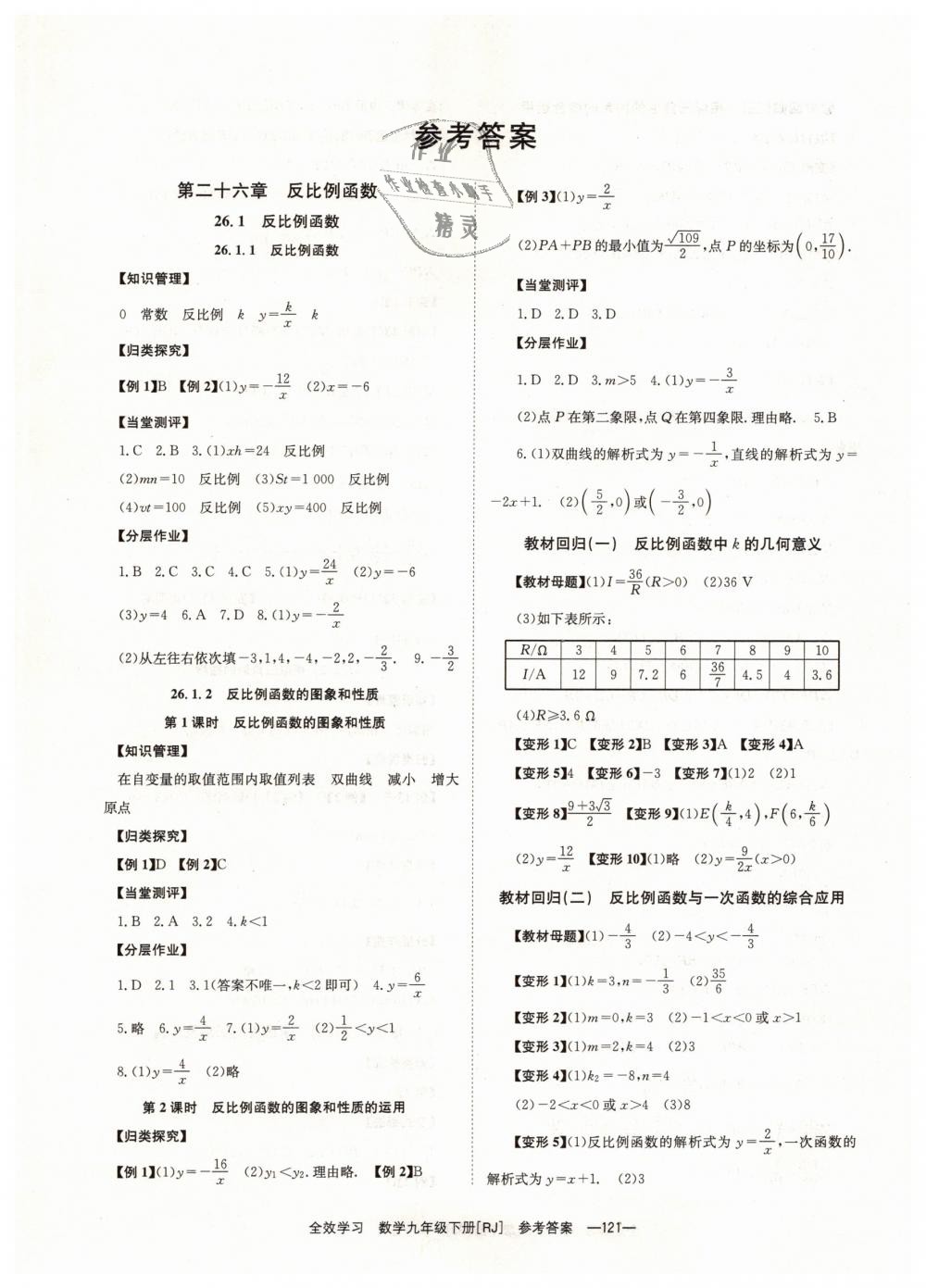 2019年全效學(xué)習(xí)學(xué)業(yè)評價方案九年級數(shù)學(xué)下冊人教版 第1頁