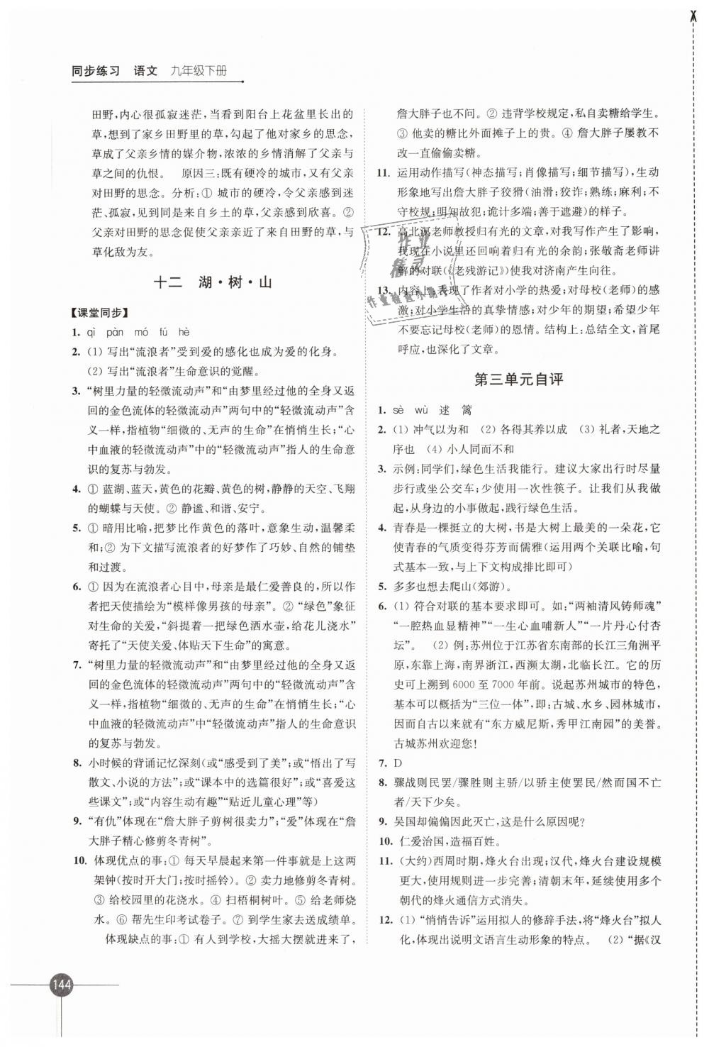 2019年同步練習(xí)九年級語文下冊蘇教版江蘇鳳凰科學(xué)技術(shù)出版社 第8頁