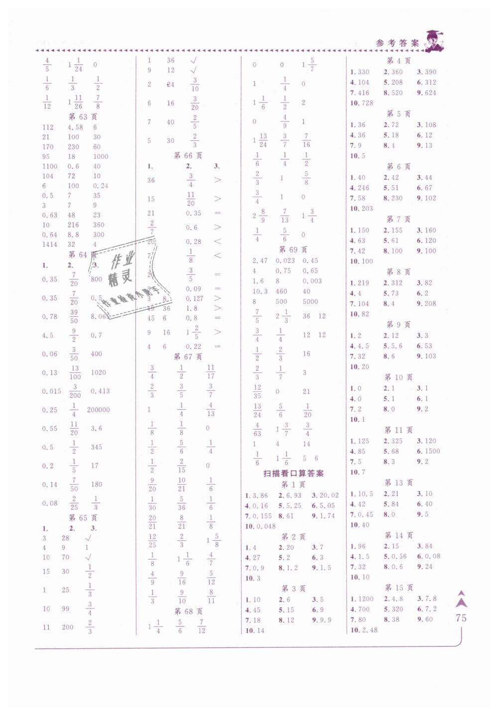 2019年黃岡小狀元口算速算練習冊五年級數學下冊人教版 第6頁