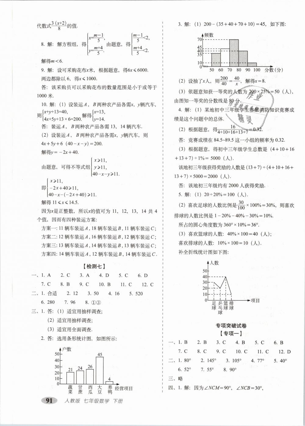 2019年聚能闖關(guān)期末復(fù)習(xí)沖刺卷七年級數(shù)學(xué)下冊人教版 第7頁