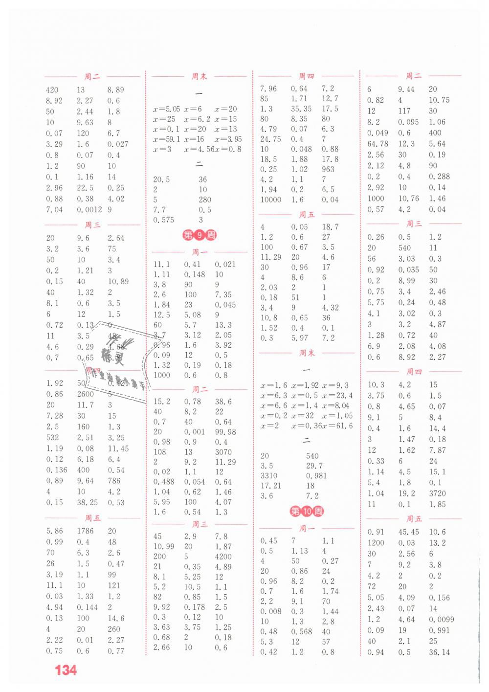 2019年通城學典小學數(shù)學計算能手五年級下冊蘇教版江蘇專用 第4頁