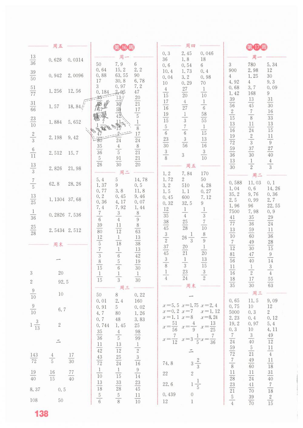 2019年通城學典小學數(shù)學計算能手五年級下冊蘇教版江蘇專用 第8頁