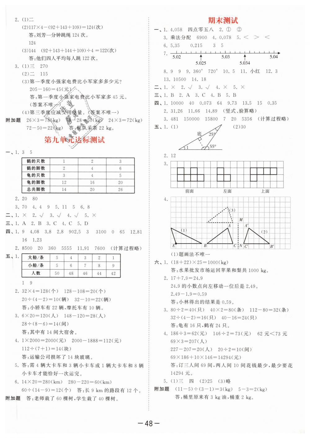 2019年53天天練小學數學四年級下冊人教版 第44頁