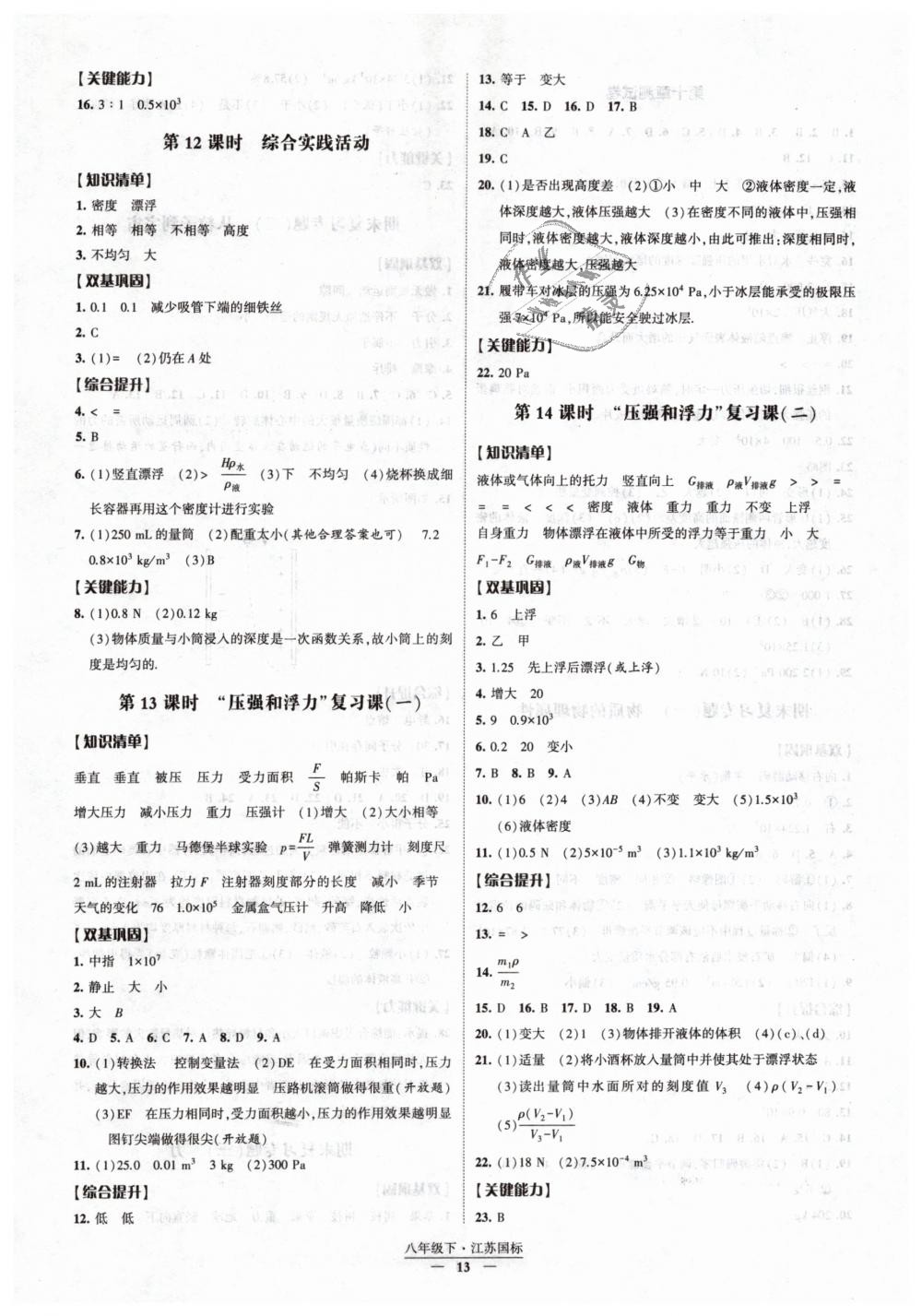 2019年經(jīng)綸學(xué)典新課時(shí)作業(yè)八年級(jí)物理下冊(cè)江蘇版 第13頁(yè)