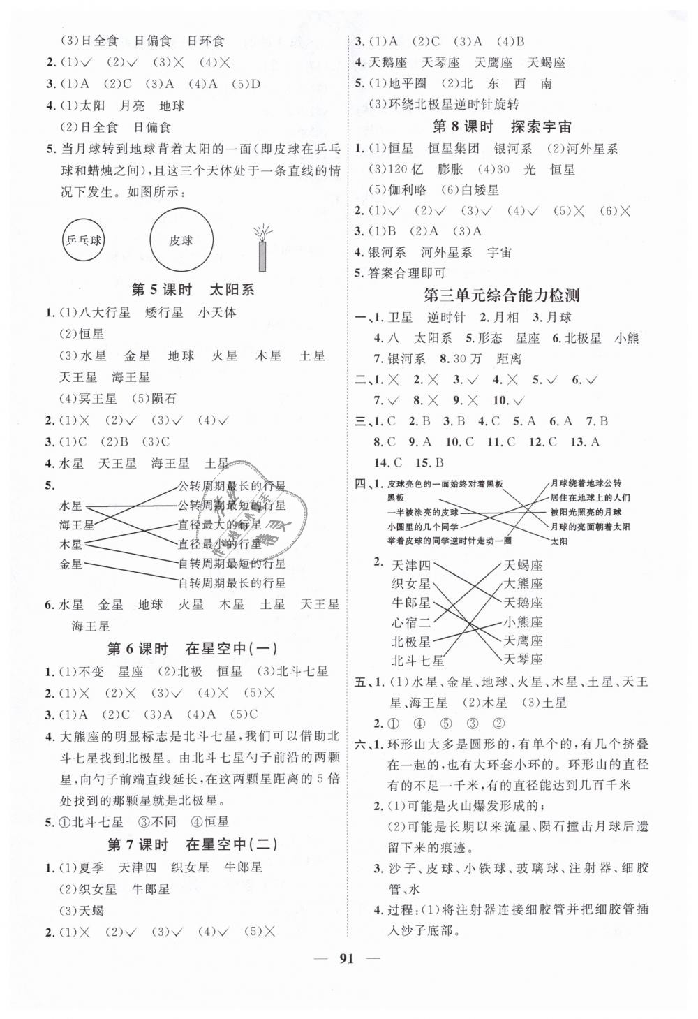 2019年阳光同学课时优化作业六年级科学下册教科版 第5页