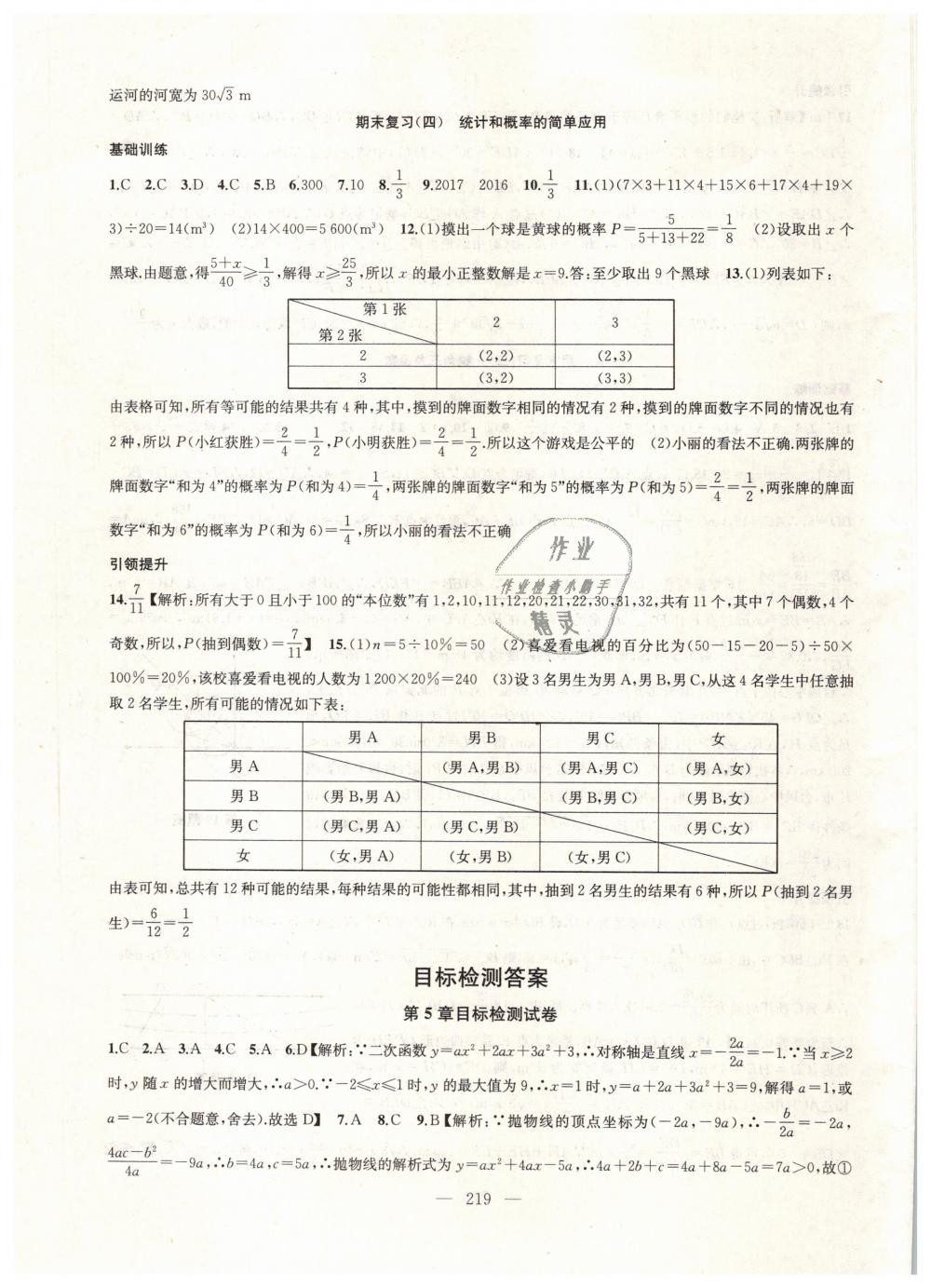 2019年金钥匙1加1课时作业加目标检测九年级数学下册江苏版 第39页