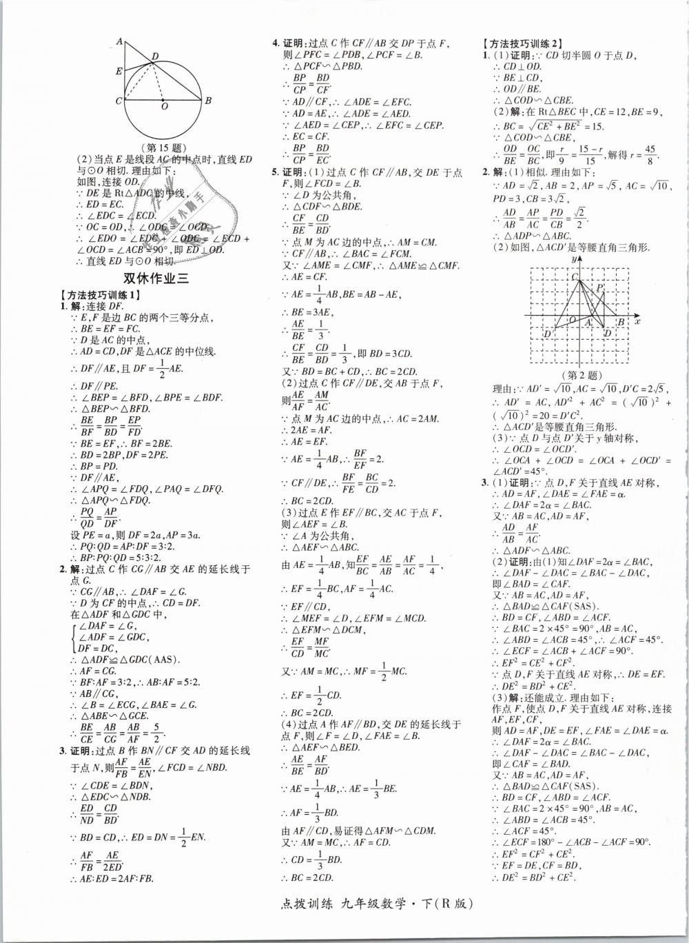 2019年点拨训练九年级数学下册人教版 第17页