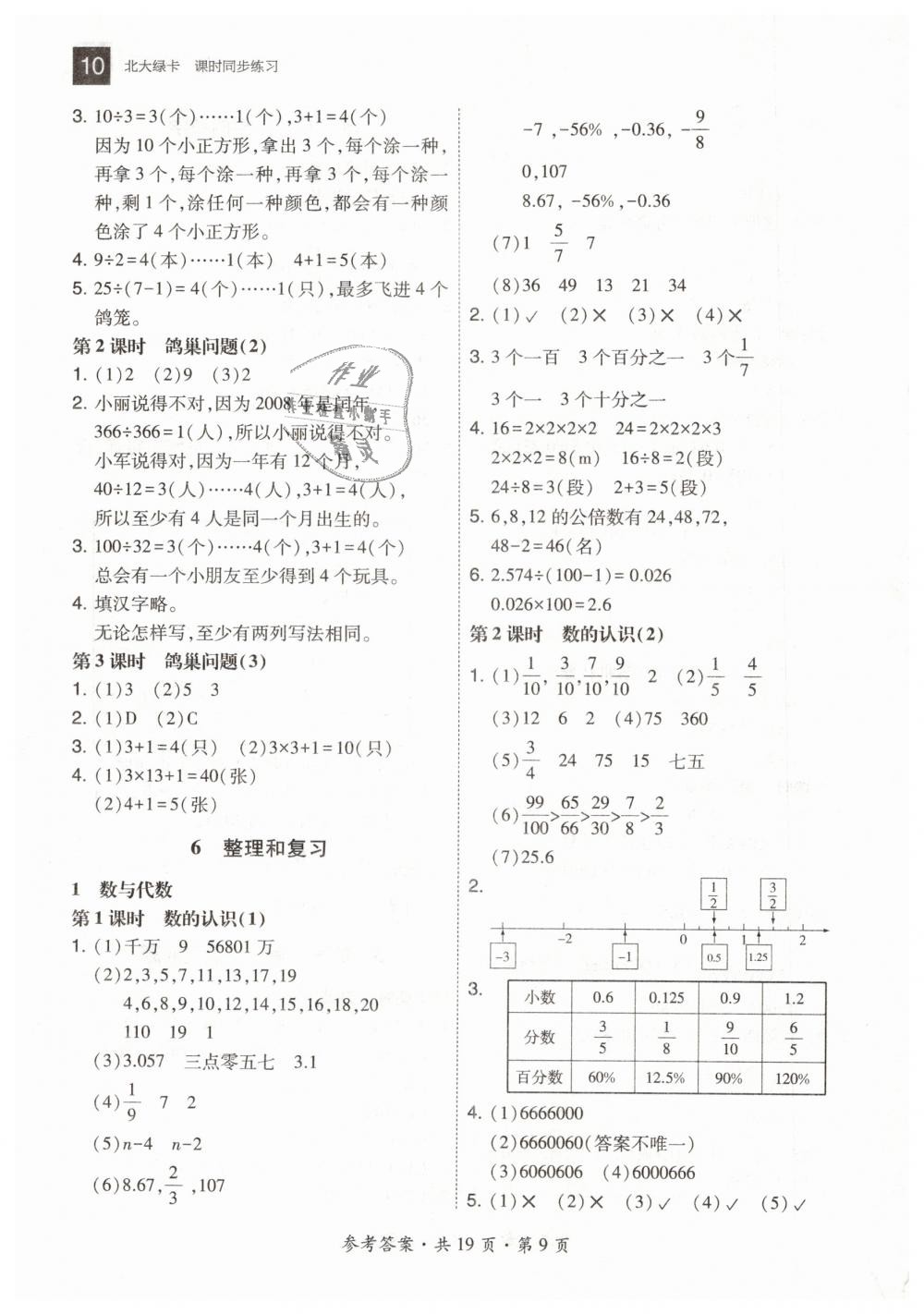 2019年北大绿卡六年级数学下册人教版 第9页