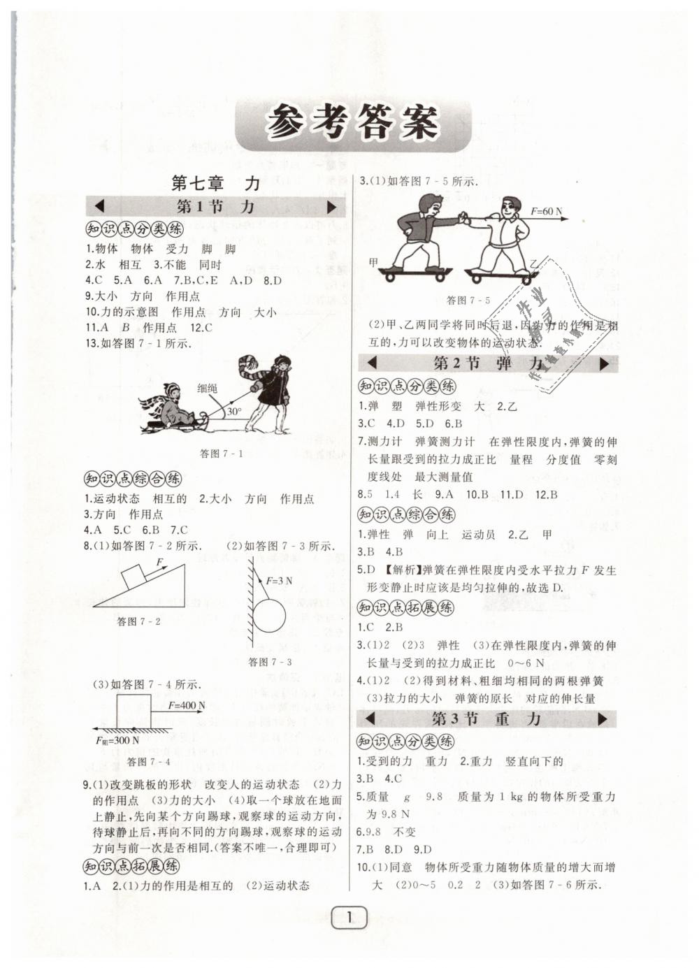 2019年北大綠卡八年級物理下冊人教版 第1頁