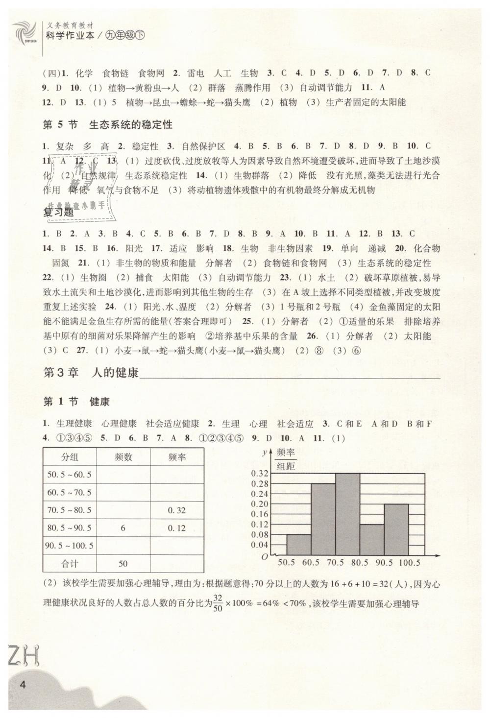 2019年作業(yè)本九年級科學下冊浙教版浙江教育出版社 第4頁