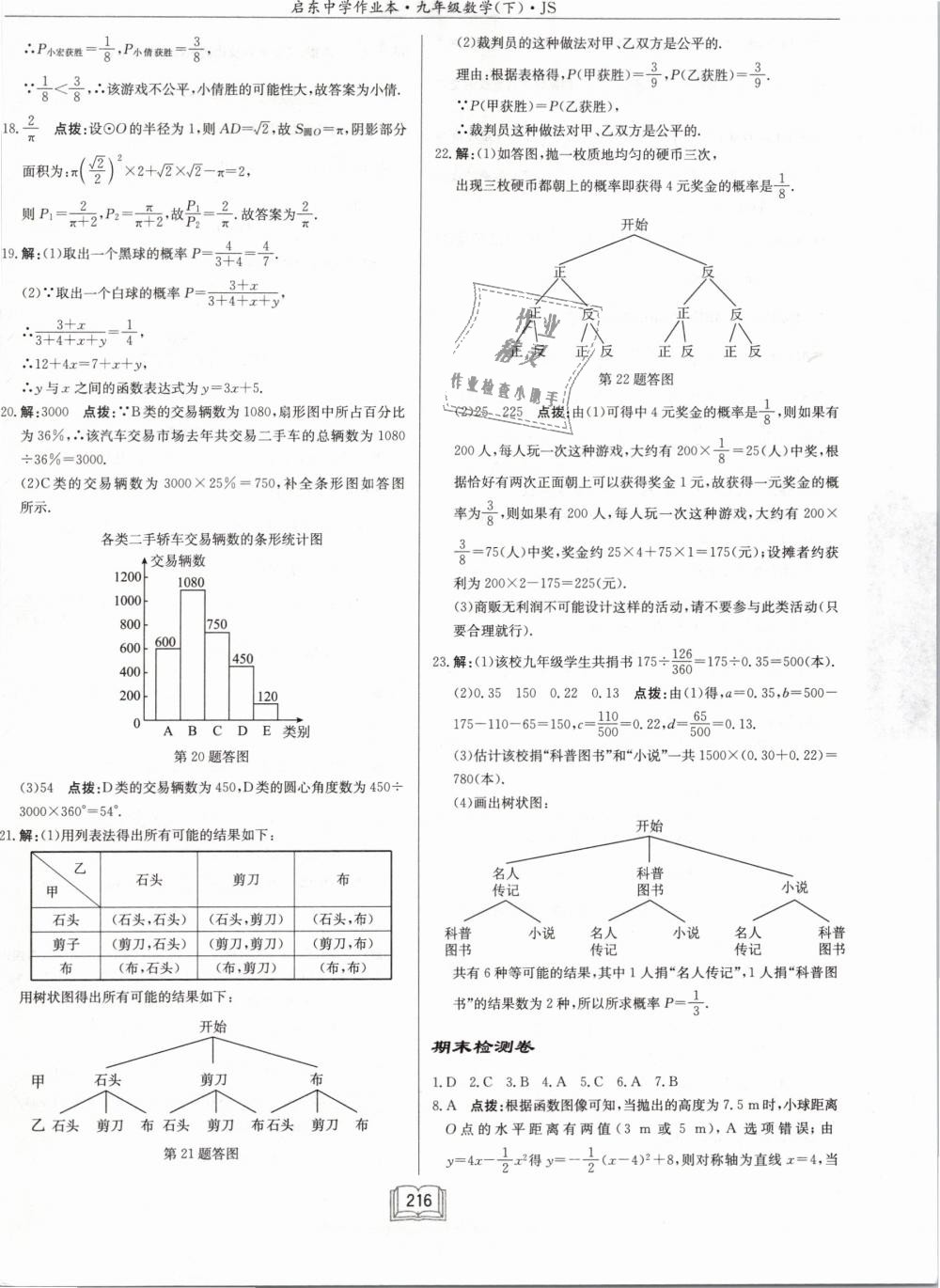 2019年启东中学作业本九年级数学下册江苏版 第58页