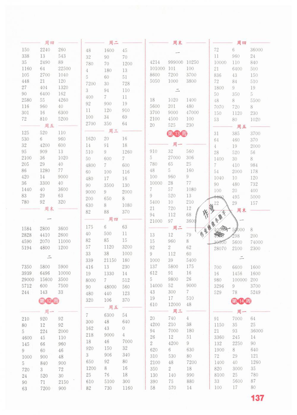 2019年通城学典小学数学计算能手四年级下册苏教版 第5页