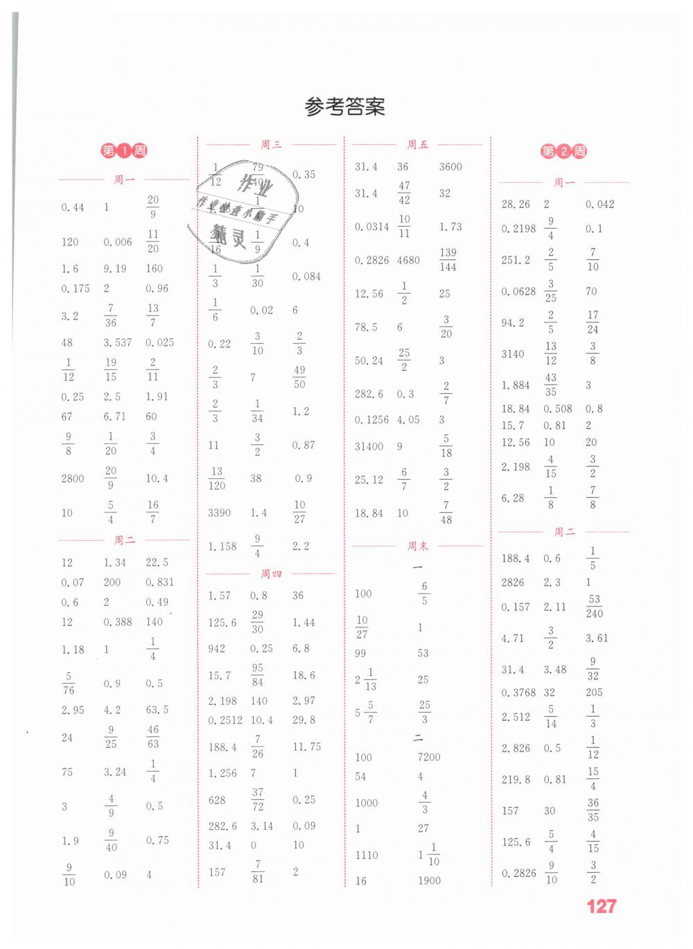 2019年通城学典小学数学计算能手六年级下册苏教版 第1页