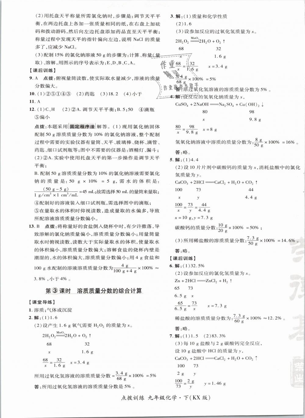 2019年点拨训练九年级化学下册科学版 第17页