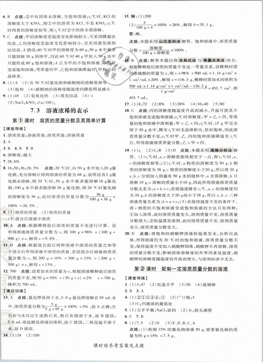 2019年点拨训练九年级化学下册科学版 第16页