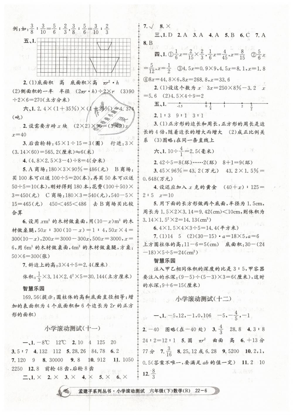 2019年孟建平小學(xué)滾動(dòng)測(cè)試六年級(jí)數(shù)學(xué)下冊(cè)人教版 第6頁(yè)