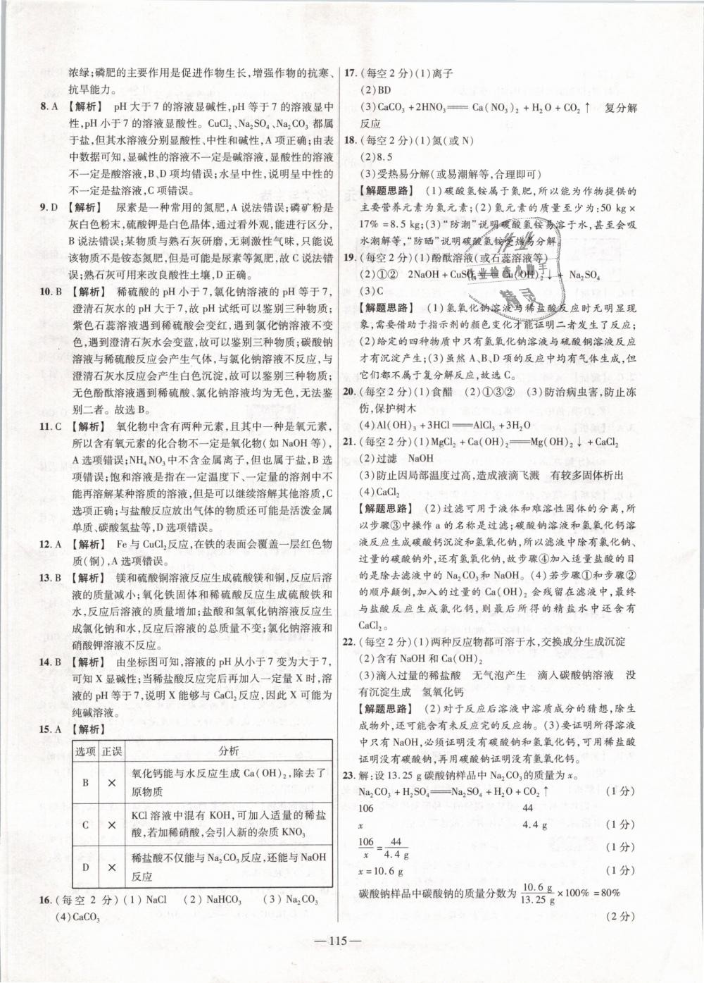 2019年金考卷活页题选九年级化学下册人教版 第13页