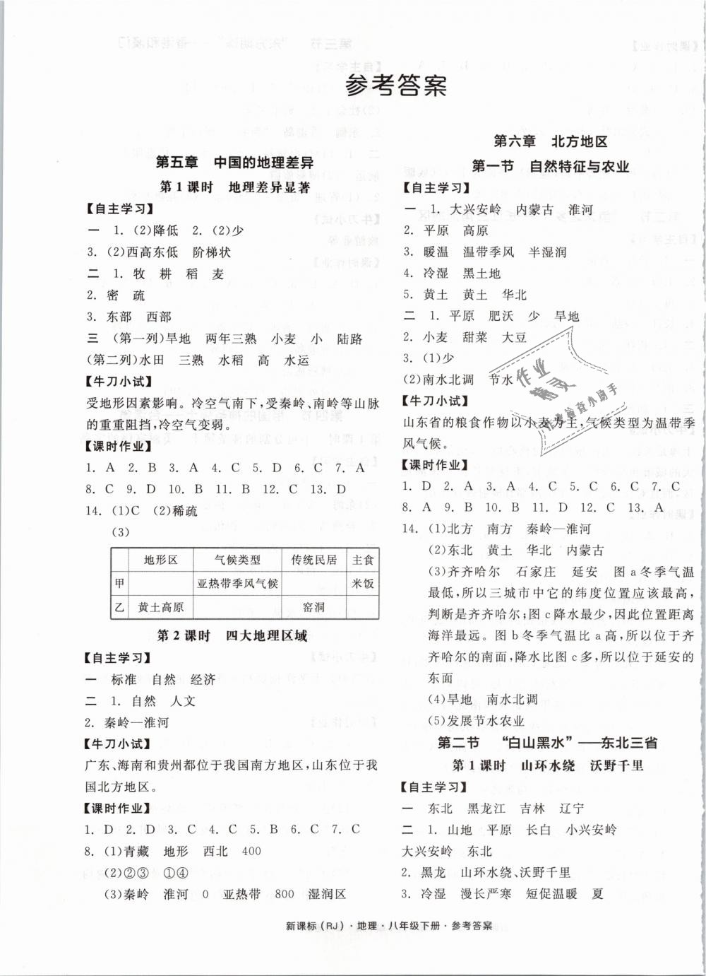 2019年全品学练考八年级地理下册人教版 第1页