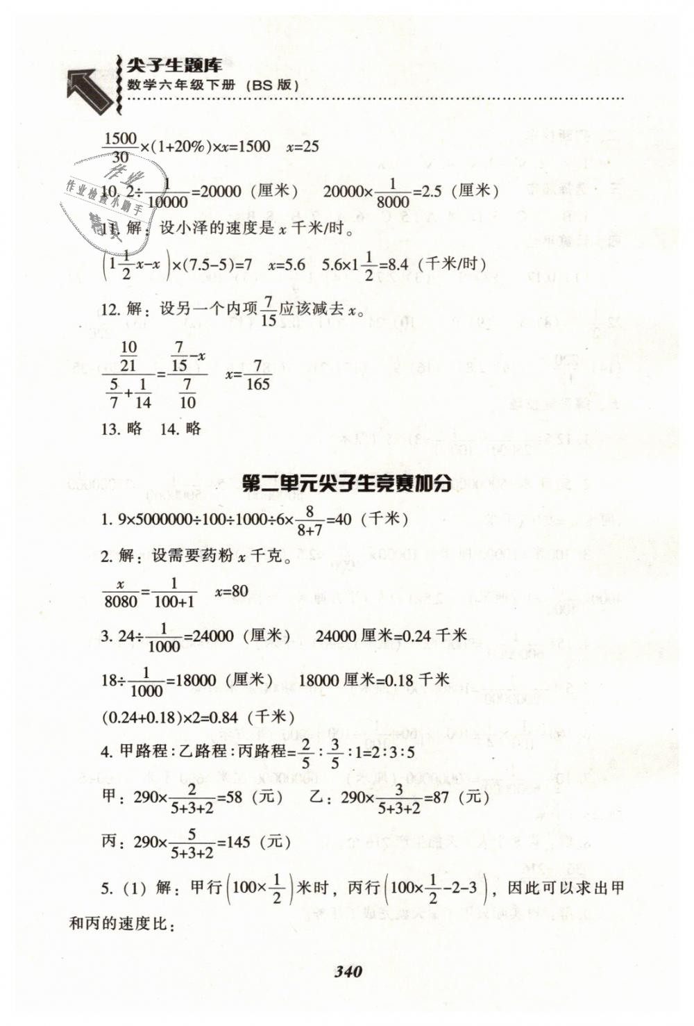 2019年尖子生題庫(kù)六年級(jí)數(shù)學(xué)下冊(cè)北師大版 第17頁(yè)