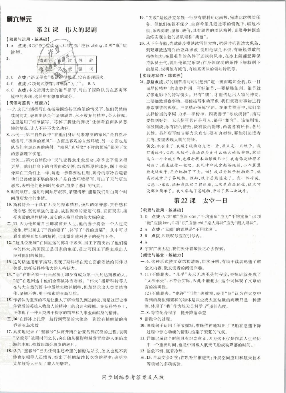 2019年點撥訓練七年級語文下冊人教版 第20頁