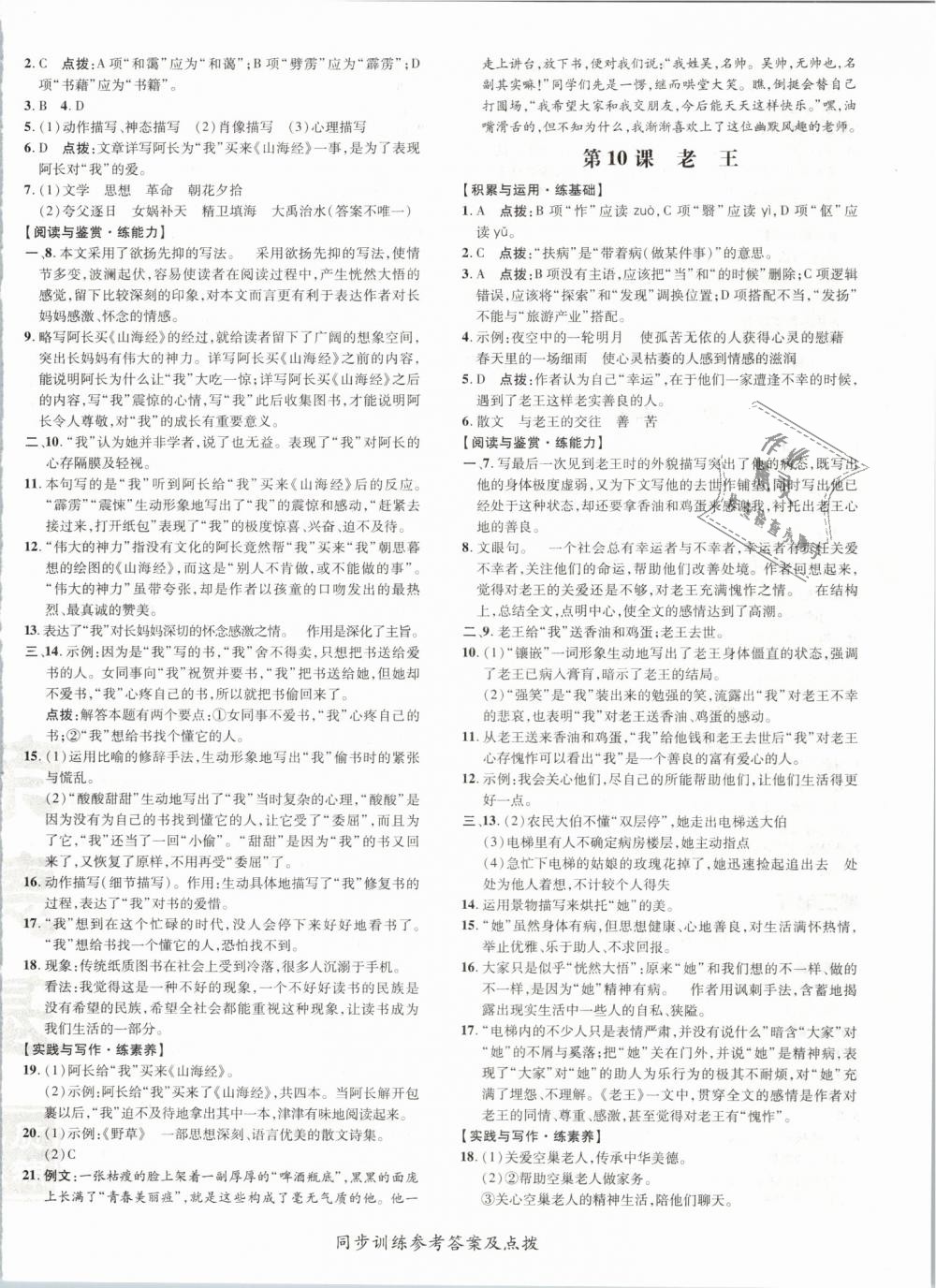 2019年點(diǎn)撥訓(xùn)練七年級(jí)語(yǔ)文下冊(cè)人教版 第12頁(yè)