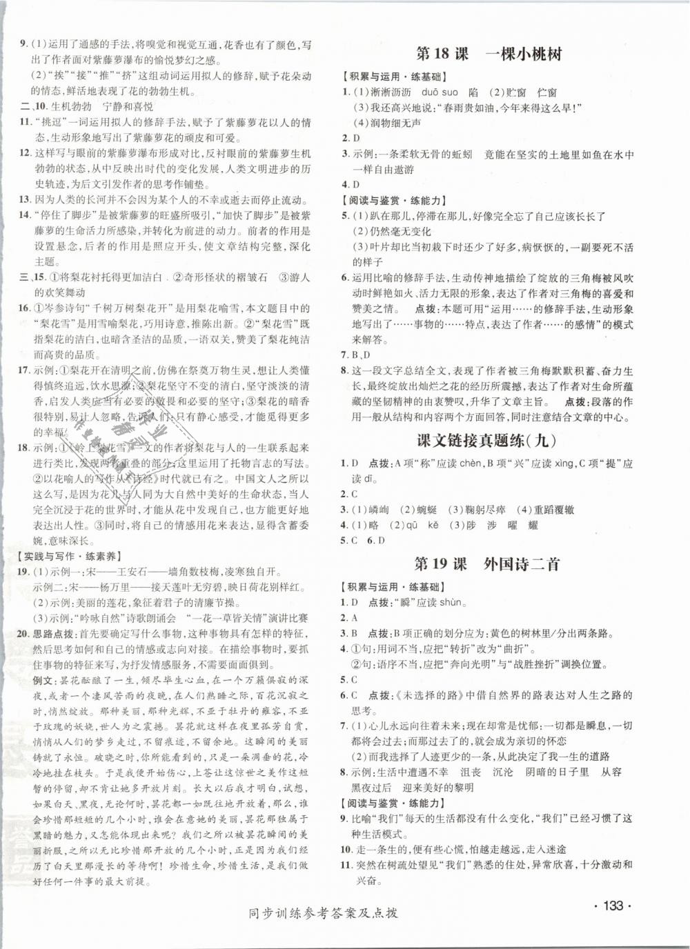 2019年點(diǎn)撥訓(xùn)練七年級(jí)語文下冊(cè)人教版 第18頁