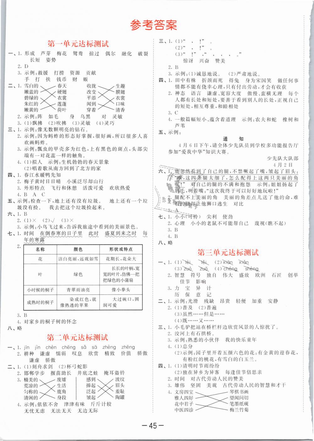 2019年53天天练小学语文三年级下册人教版 第49页