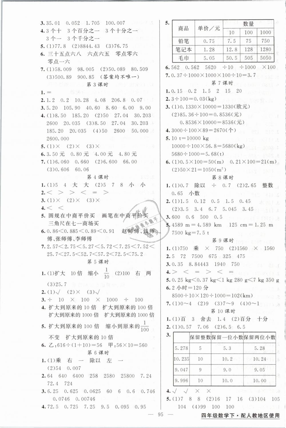 2019年黄冈金牌之路练闯考四年级数学下册人教版 第3页