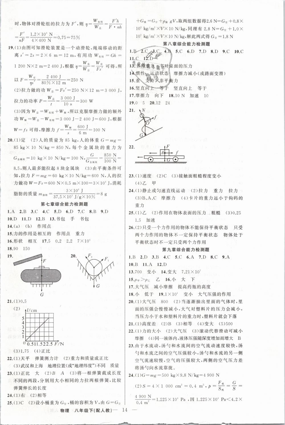 2019年黃岡金牌之路練闖考八年級(jí)物理下冊(cè)人教版 第14頁(yè)