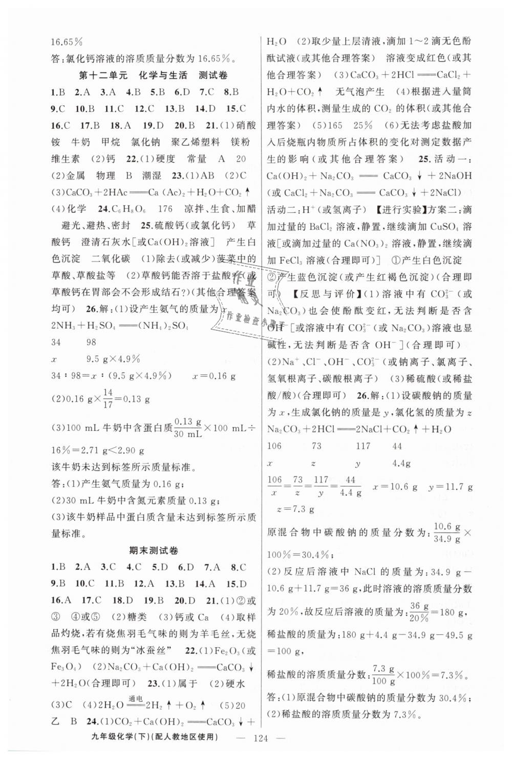 2019年黄冈金牌之路练闯考九年级化学下册人教版 第12页