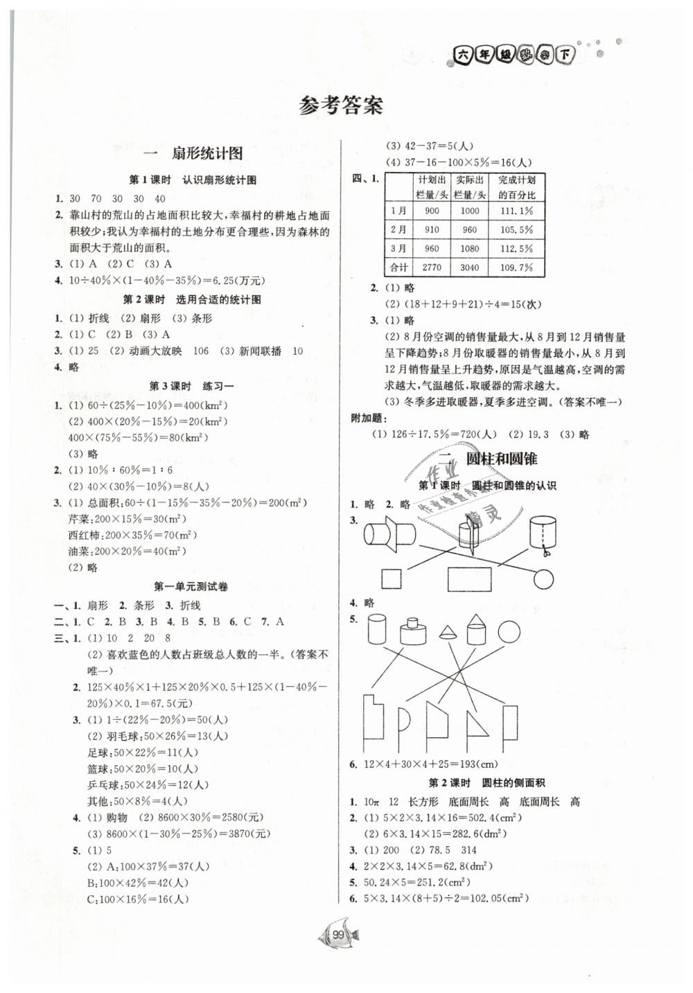 2019年南通小題課時作業(yè)本六年級數(shù)學(xué)下冊江蘇版 第1頁