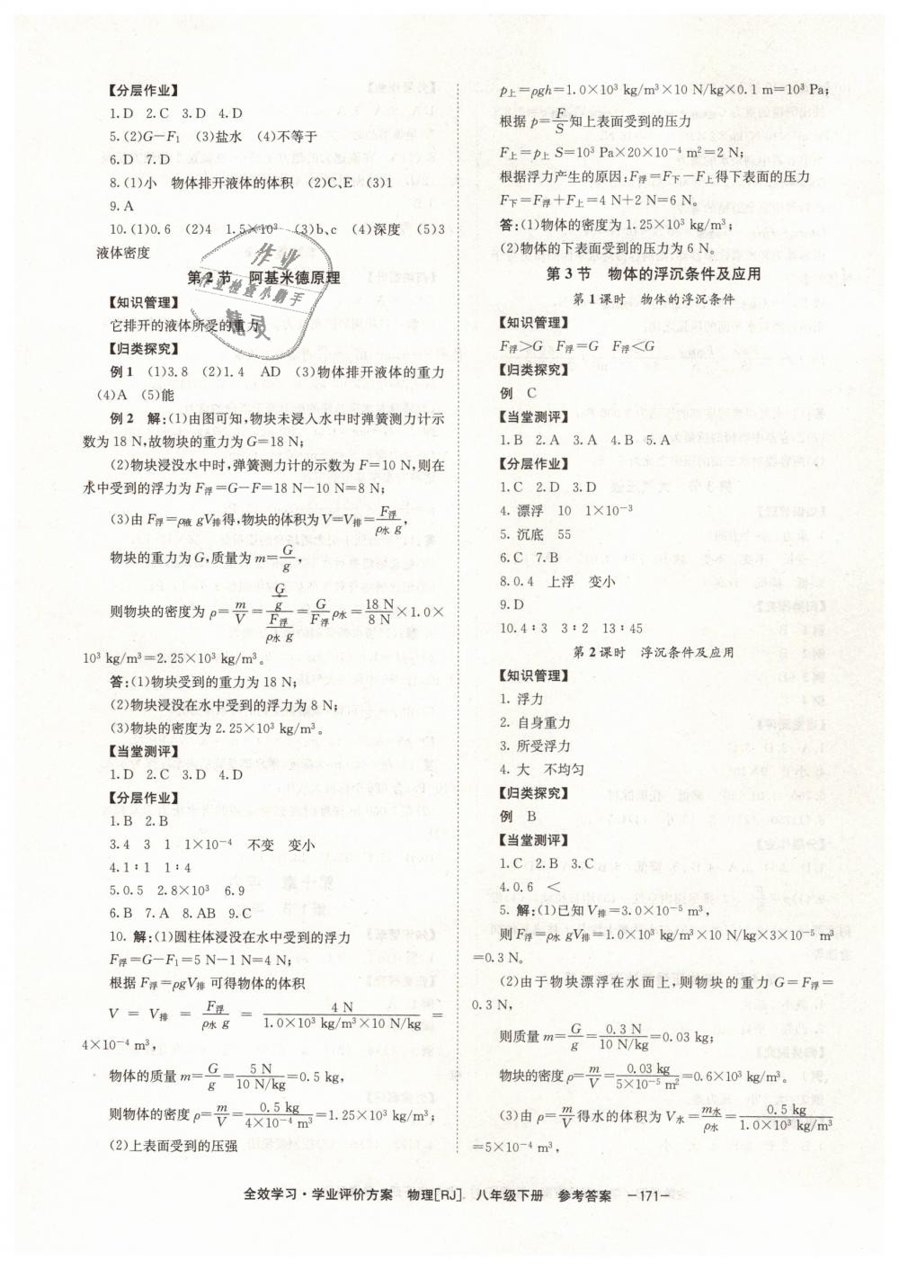 2019年全效學(xué)習(xí)學(xué)業(yè)評價方案八年級物理下冊人教版 第7頁