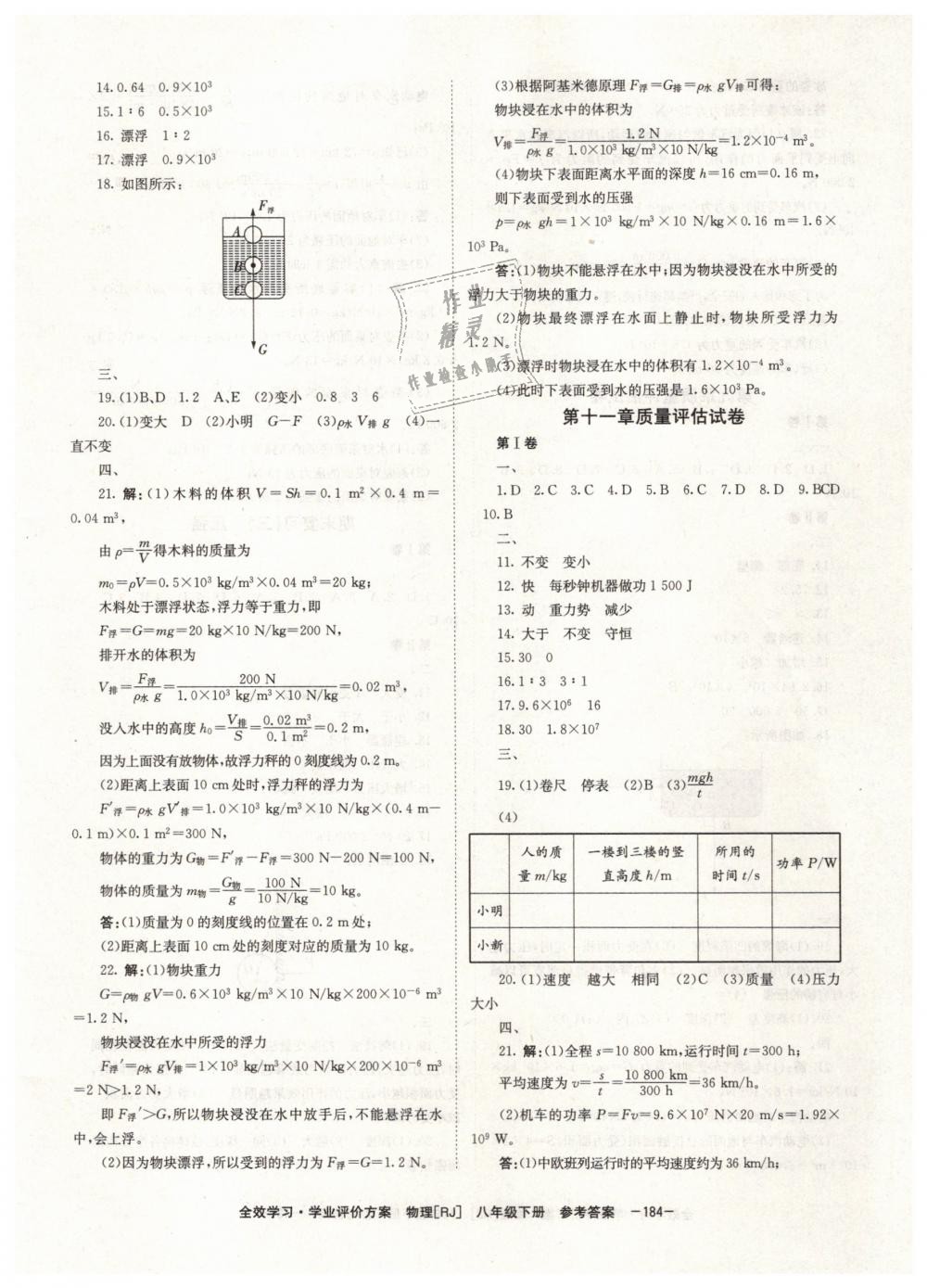 2019年全效學習學業(yè)評價方案八年級物理下冊人教版 第20頁