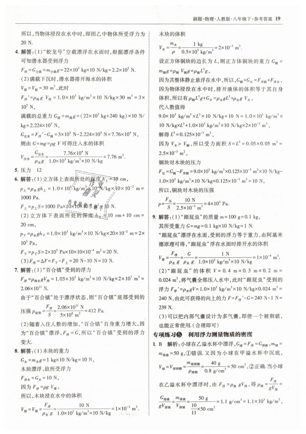 2019年北大綠卡刷題八年級(jí)物理下冊(cè)人教版 第19頁(yè)