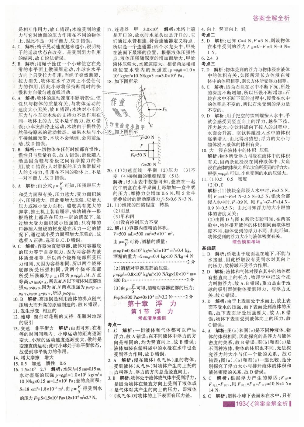 2019年考點集訓(xùn)與滿分備考八年級物理下冊人教版 第17頁