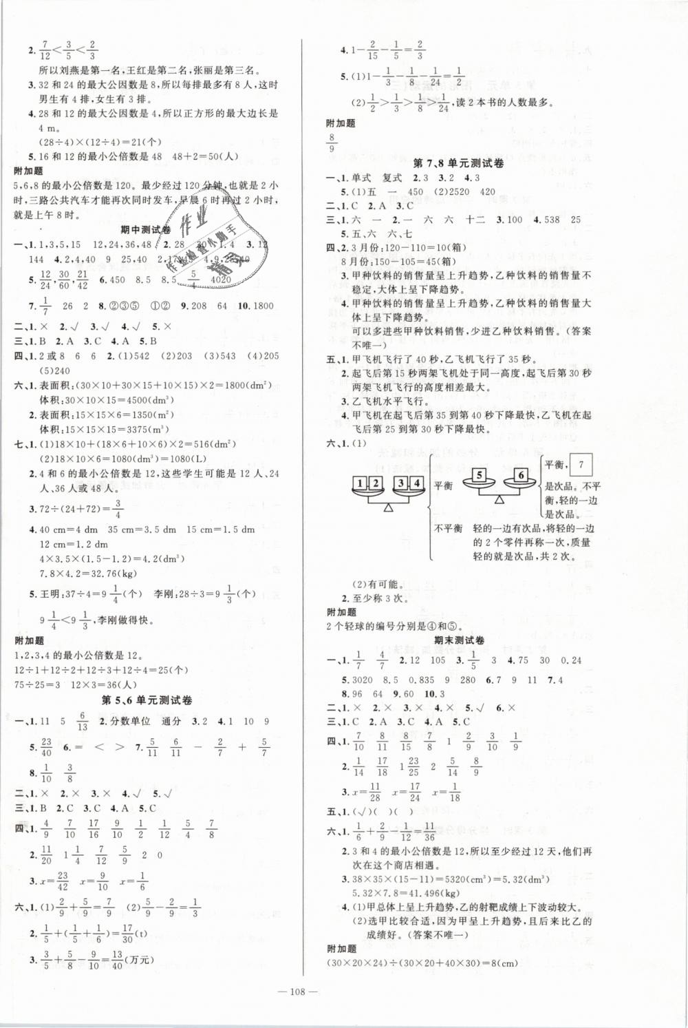 2019年原创新课堂五年级数学下册人教版 第8页