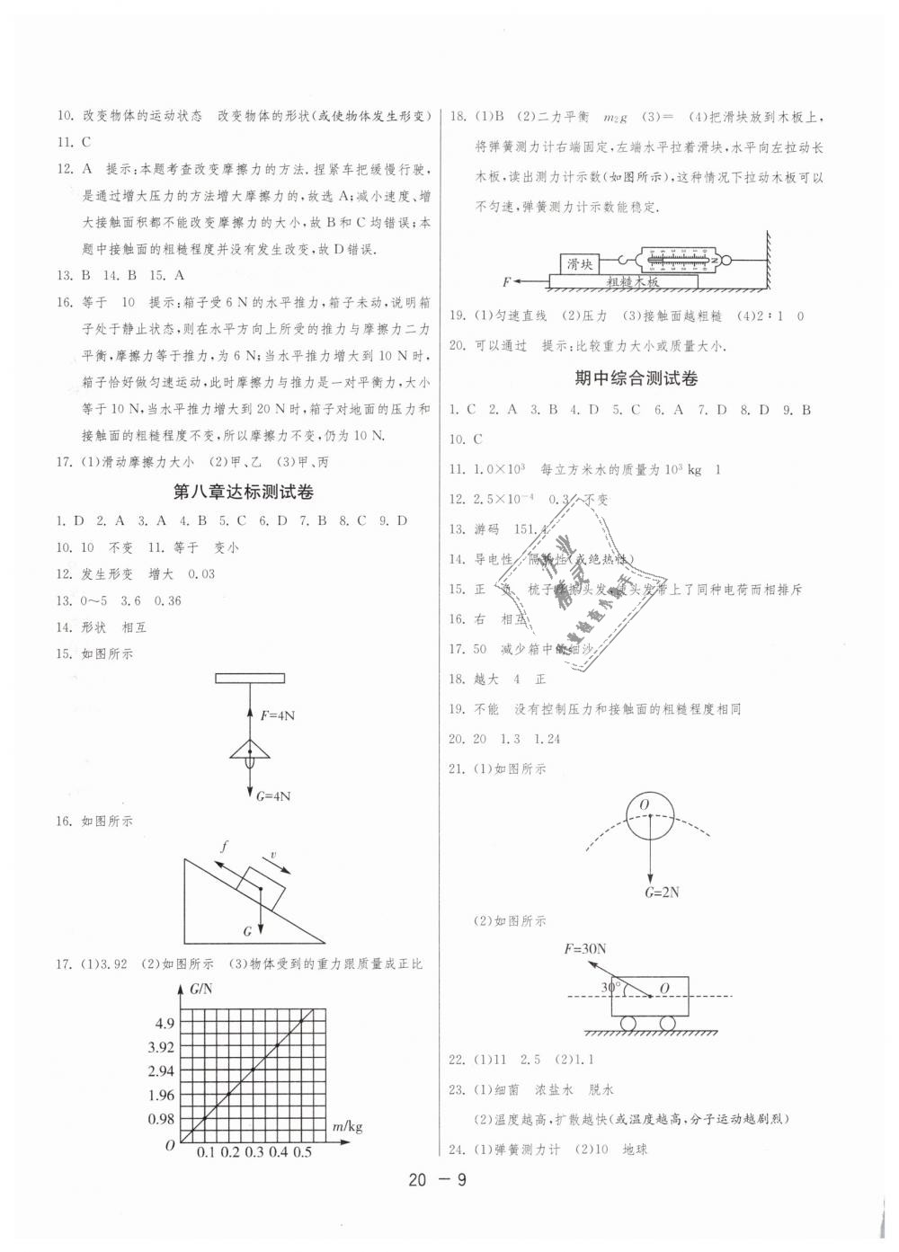 2019年1課3練單元達標測試八年級物理下冊蘇科版 第9頁