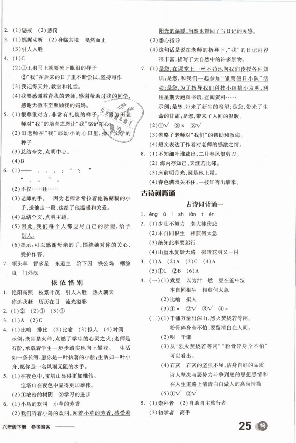 2019年全品學(xué)練考六年級語文下冊人教版 第10頁