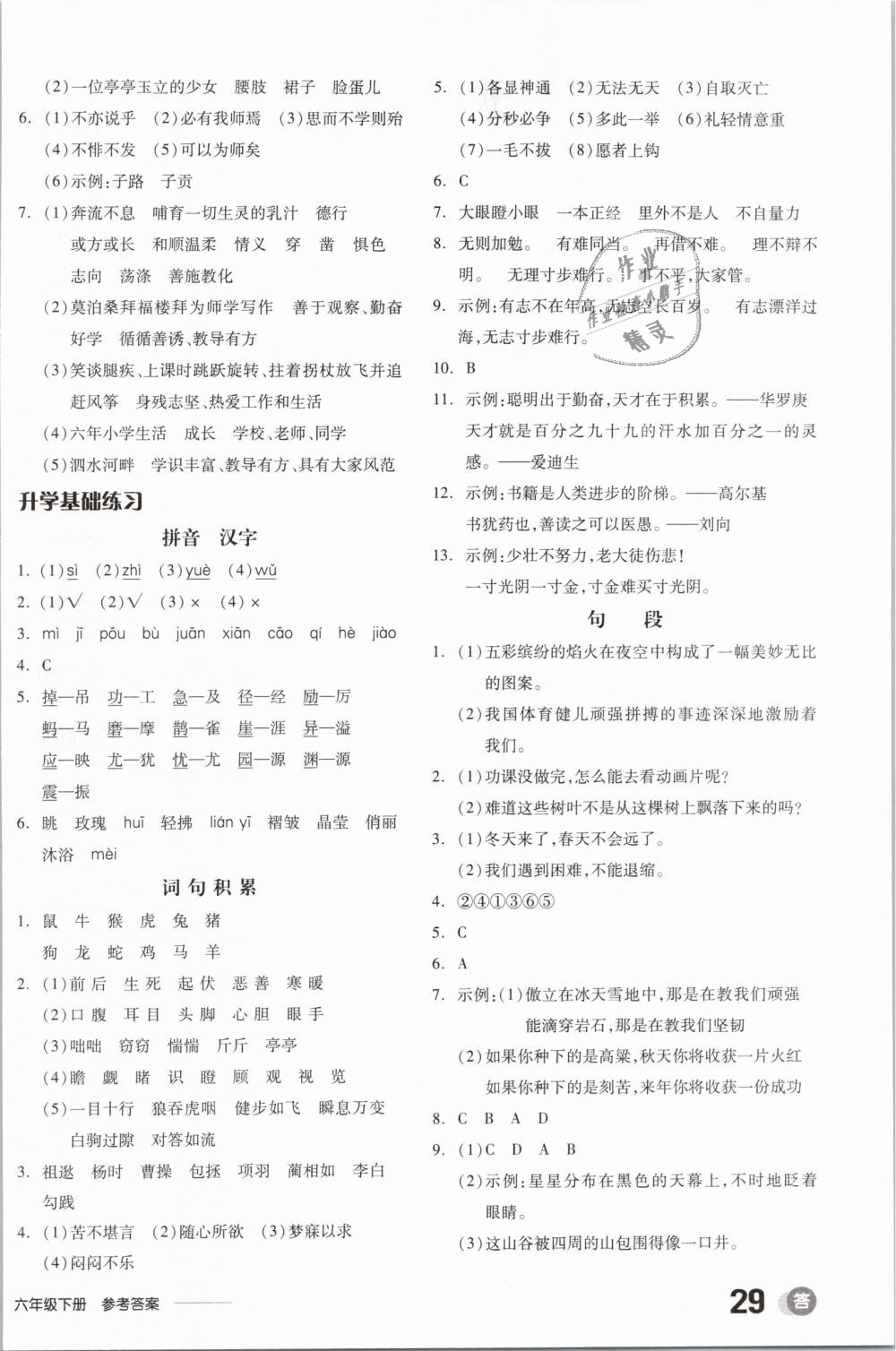 2019年全品學(xué)練考六年級語文下冊蘇教版 第10頁