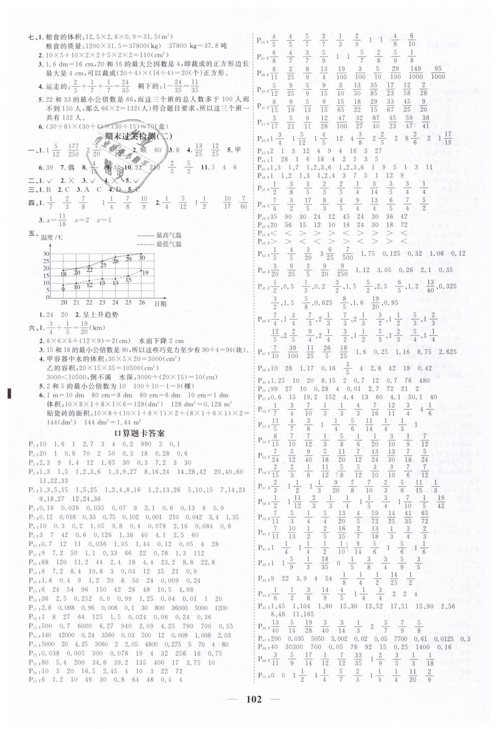 2019年阳光同学课时优化作业五年级数学下册人教版 第8页