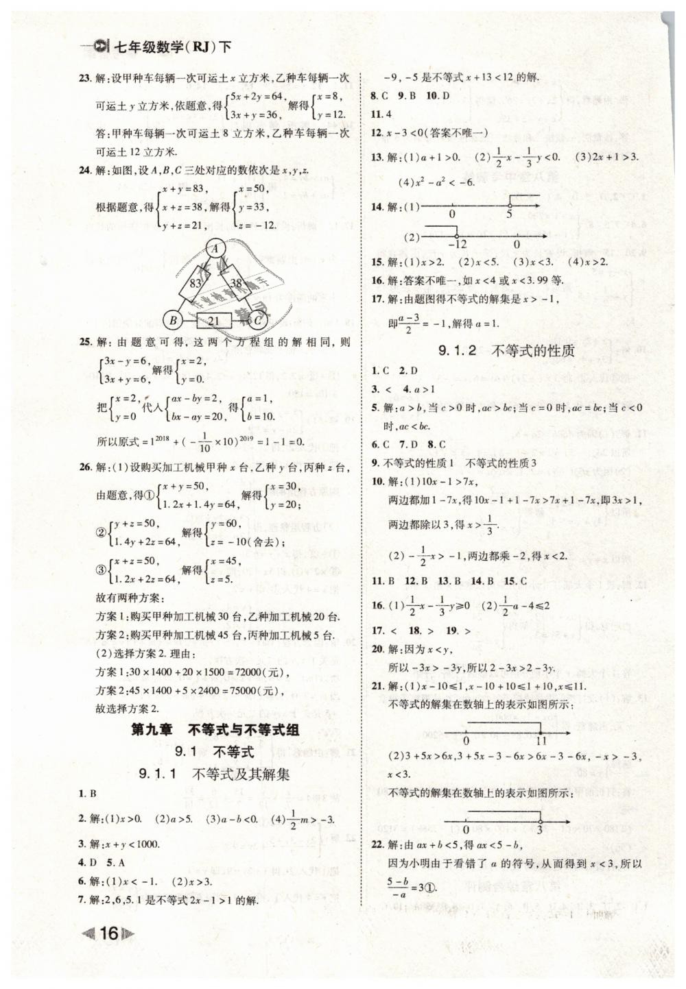 2019年勝券在握打好基礎(chǔ)作業(yè)本七年級數(shù)學(xué)下冊人教版 第16頁