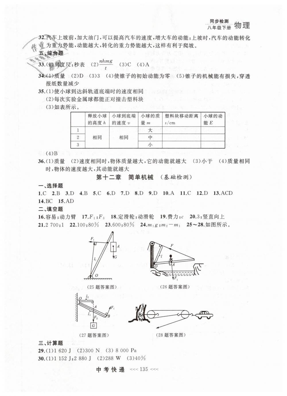 2019年中考快递同步检测八年级物理下册人教版 第27页